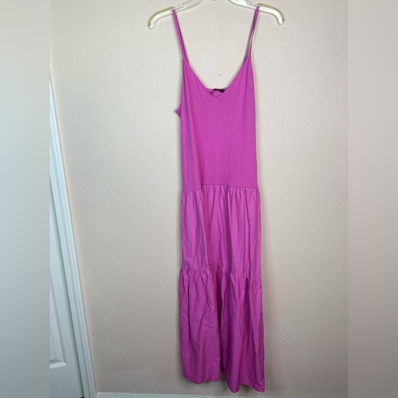 Zara Barbie Pink Tiered Sleeveless Maxi Dress size S - Picture 7 of 7